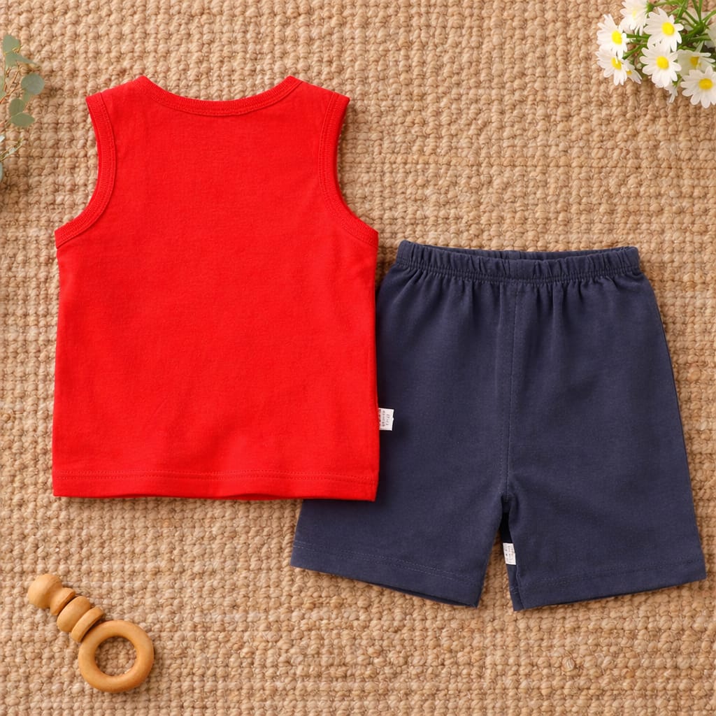 Baby Cotton Summer Co-ord Set | Cute Printed Sleeveless Top &amp; Shorts Set