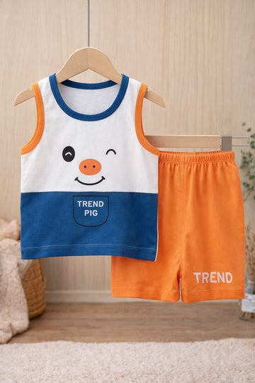Baby Cotton Summer Co-ord Set | Sleeveless Printed Top &amp; Shorts Outfit