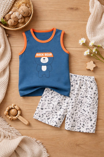 Baby Cotton Summer Co-ord Set | Sleeveless Printed Top &amp; Shorts Outfit