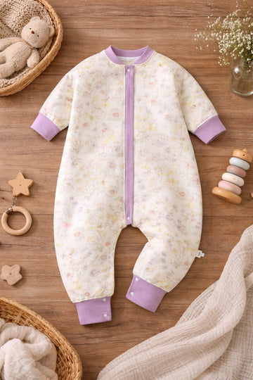 Baby Cotton Floral Romper | Soft Full Sleeve Snap Button Baby Onesie