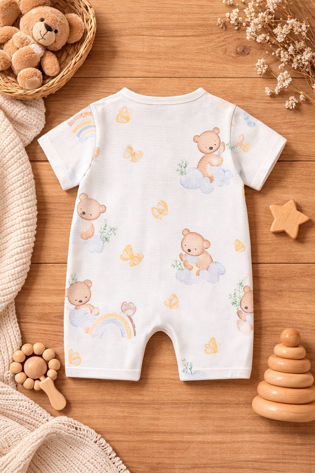 Baby Cotton Summer Romper | Soft Printed Half Sleeve Snap Button Onesie