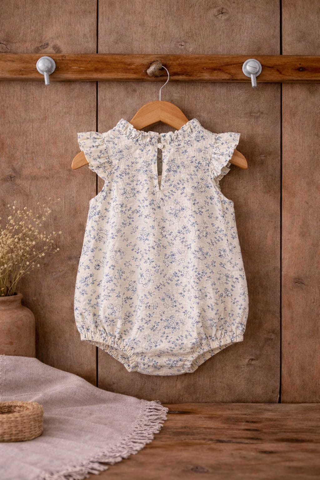 Baby Girl Cotton Floral Sleeveless Romper | Lightweight Summer Outfit