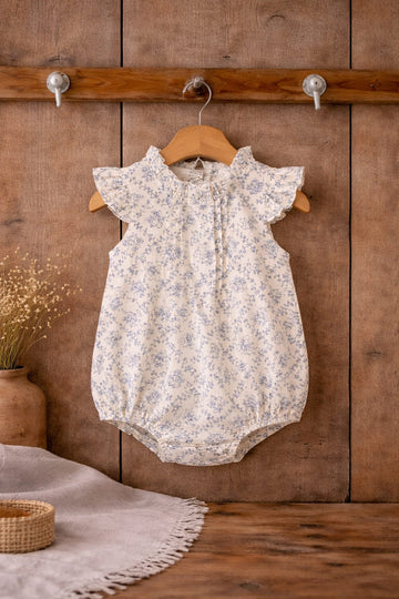 Baby Girl Cotton Floral Sleeveless Romper | Lightweight Summer Outfit