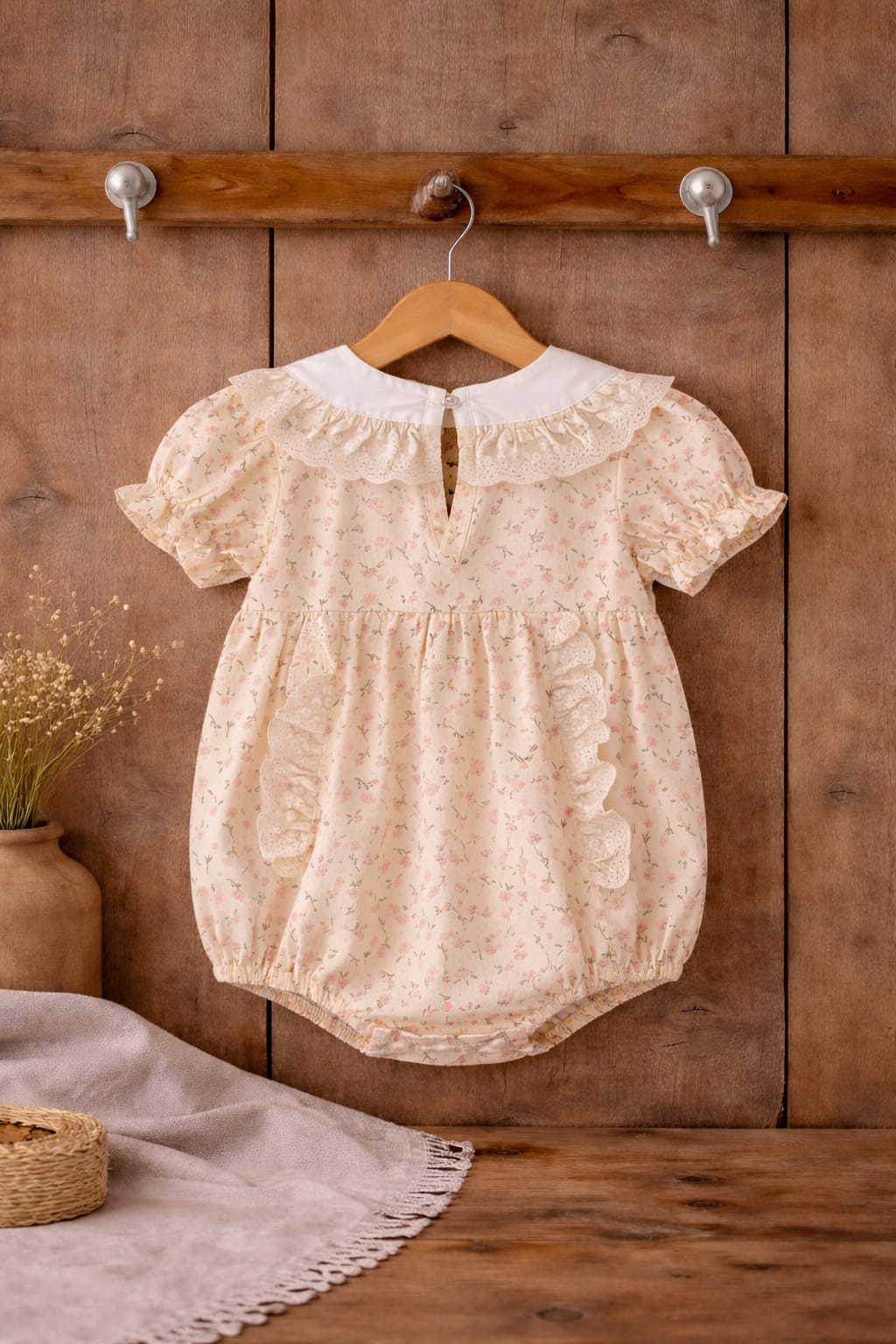 Baby Girl Cotton Floral Lace Romper Dress | Elegant Summer Outfit for Babies