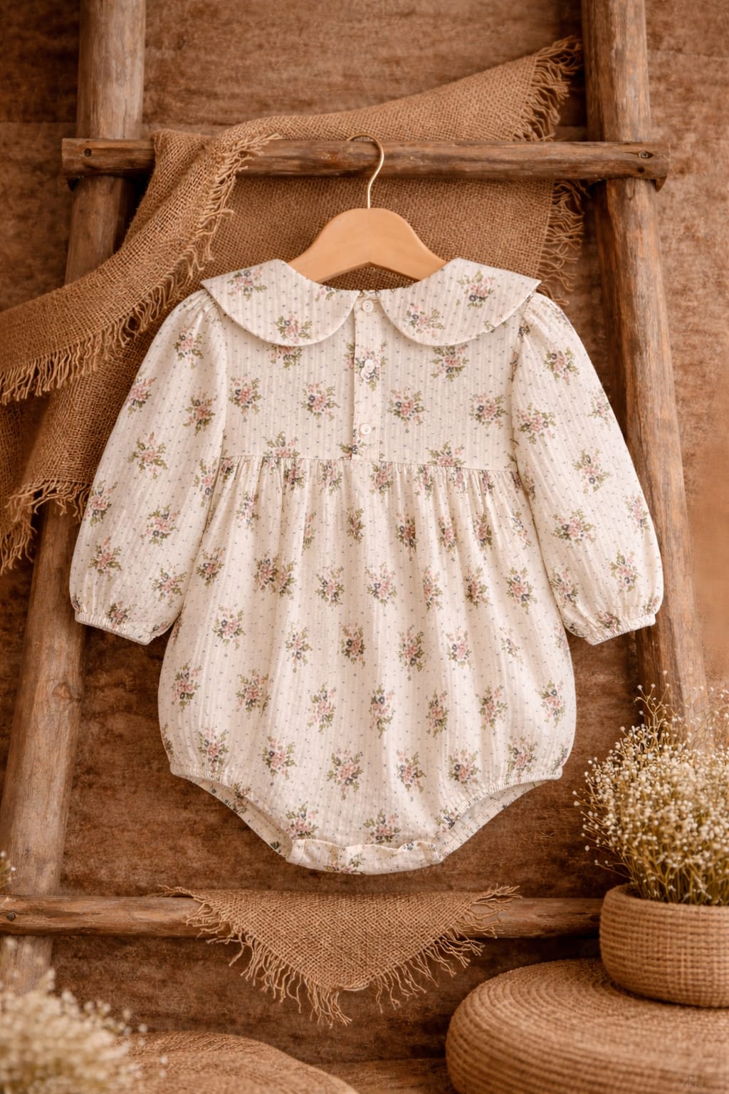 Baby Girl Floral Smocked Cotton Romper Dress | Soft Breathable Summer Outfit