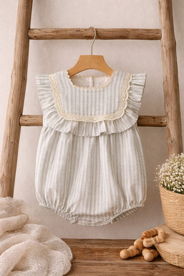 Baby Girl Striped Cotton Romper