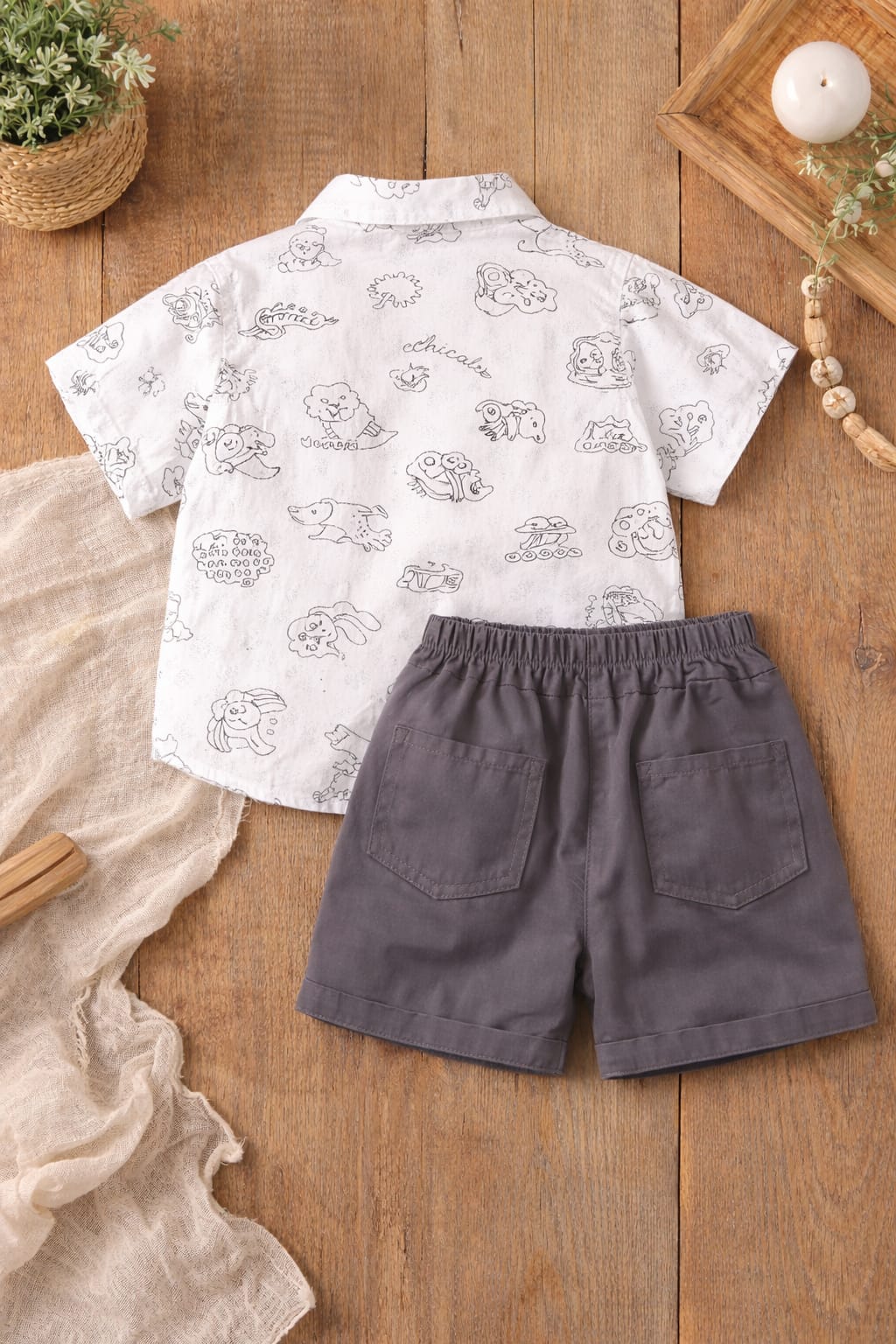Baby Boy Printed Shirt & Cargo Shorts Set | Cute Summer Outfit for Kids