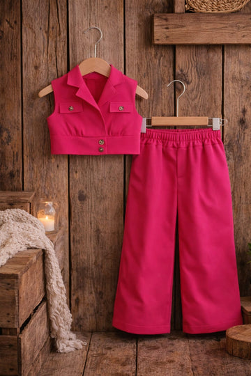Baby Girl Stylish Co-Ord Set with Sleeveless Top & Wide Leg Pants | Trendy Summer Outfit