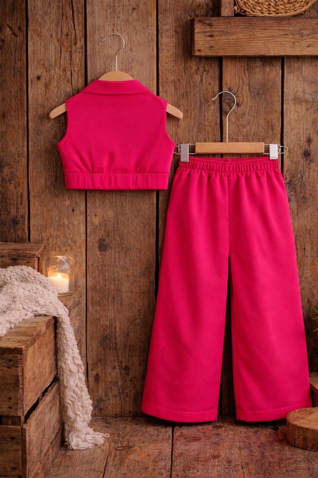 Baby Girl Stylish Co-Ord Set with Sleeveless Top & Wide Leg Pants | Trendy Summer Outfit