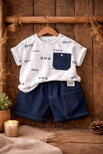 Boys Printed T-Shirt & Shorts Summer Set | Cotton Blend Casual Outfit for Kids