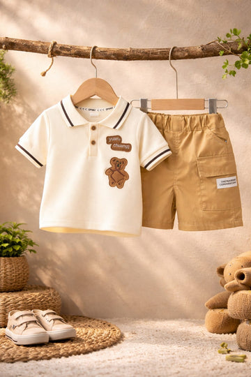 Boys Cotton Summer Outfit Set with Polo T-Shirt & Shorts | Soft & Stylish Kids Wear