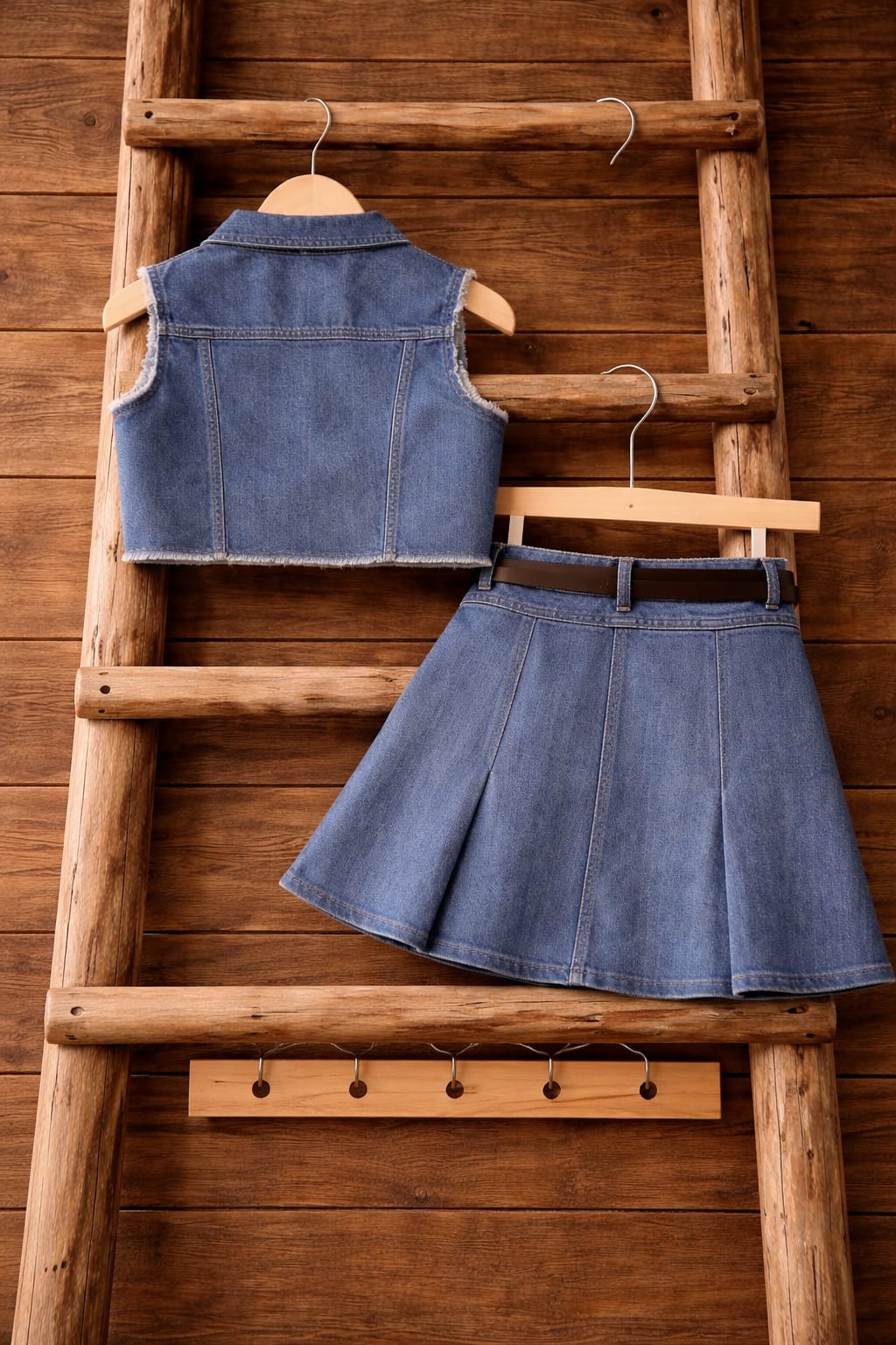Girls Denim Co-Ord Set with Sleeveless Top & Skirt | Stylish Summer Outfit for Kids