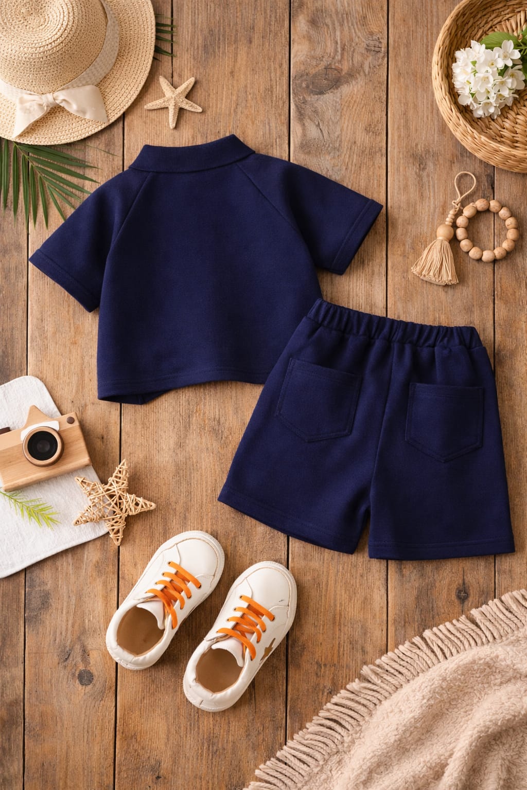 Boys Navy Blue Polo T-Shirt & Shorts Set | Comfortable Summer Co-Ord Outfit
