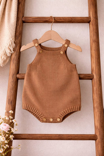 Baby Knit Romper with Button Straps | Soft Everyday Wear (100% Cotton)