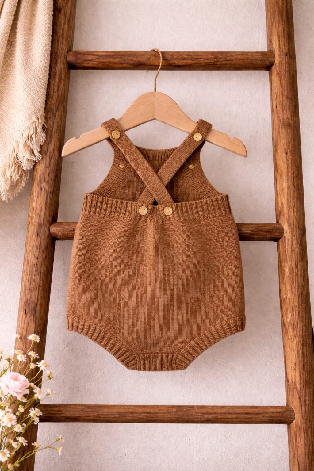 Baby Knit Romper with Button Straps | Soft Everyday Wear (100% Cotton)