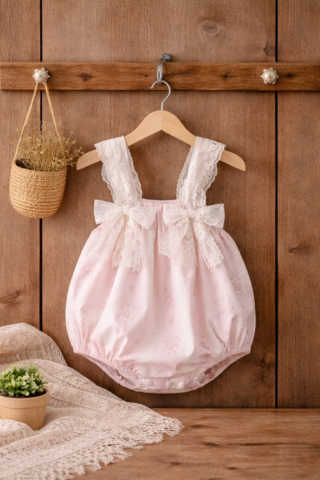 Baby Girl Lace Strap Floral Romper | Soft Elegant Outfit