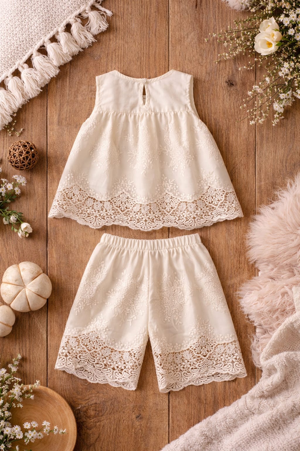 Baby Girl Lace Co-ord Set | Elegant Top & Shorts Outfit