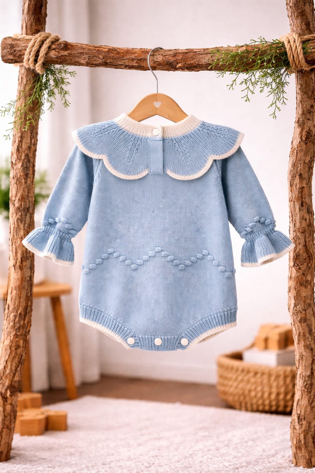 Baby Girl Knit Romper with Collar | Winter Elegant Outfit