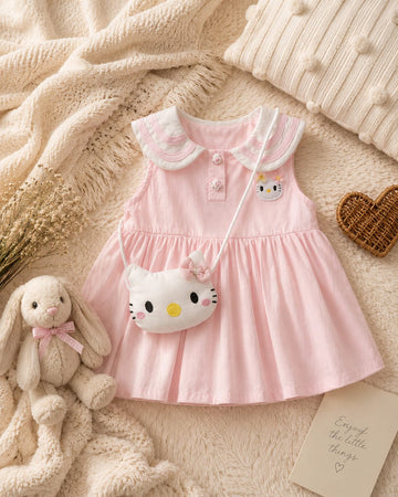 Blush Bunny Cotton Dress with Mini Sling Bag | Charming Summer   Everyday Outfit