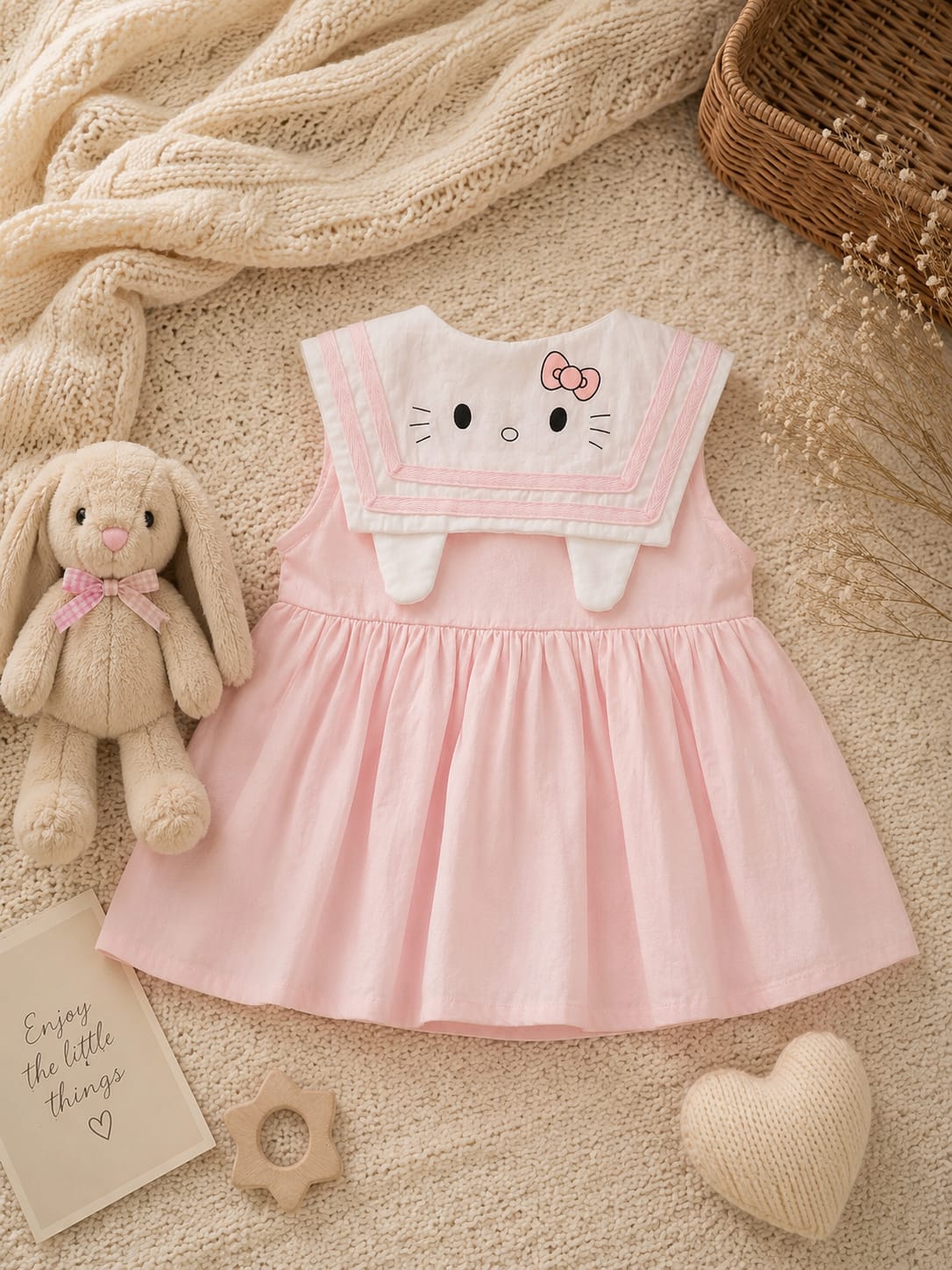 Blush Bunny Cotton Dress with Mini Sling Bag | Charming Summer   Everyday Outfit