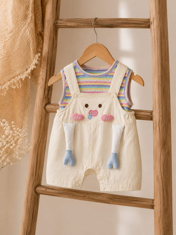 Rainbow Dreams Summer Cotton Dungaree Romper Set