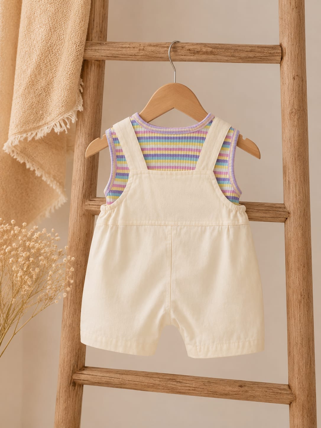 Rainbow Dreams Summer Cotton Dungaree Romper Set