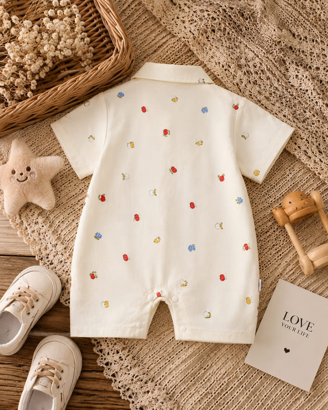 Tiny Blossom Summer Cotton Shirt Romper
