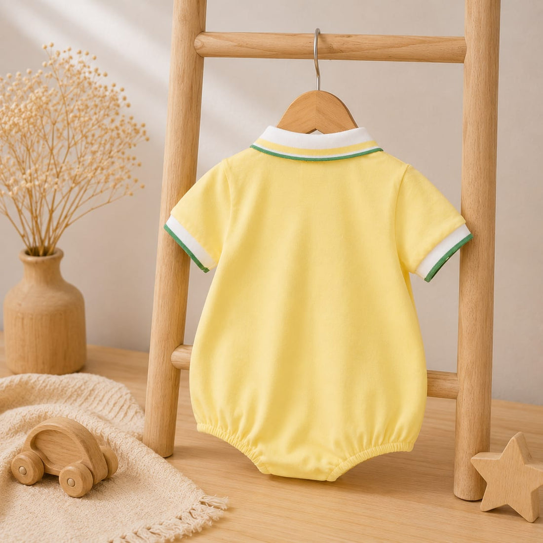 Sunny Pineapple Summer Cotton Polo Romper