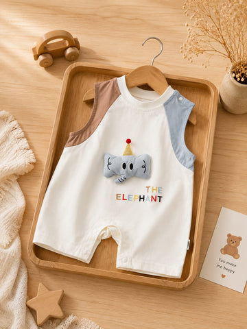 Playful Elephant Summer  Cotton Romper for Babies