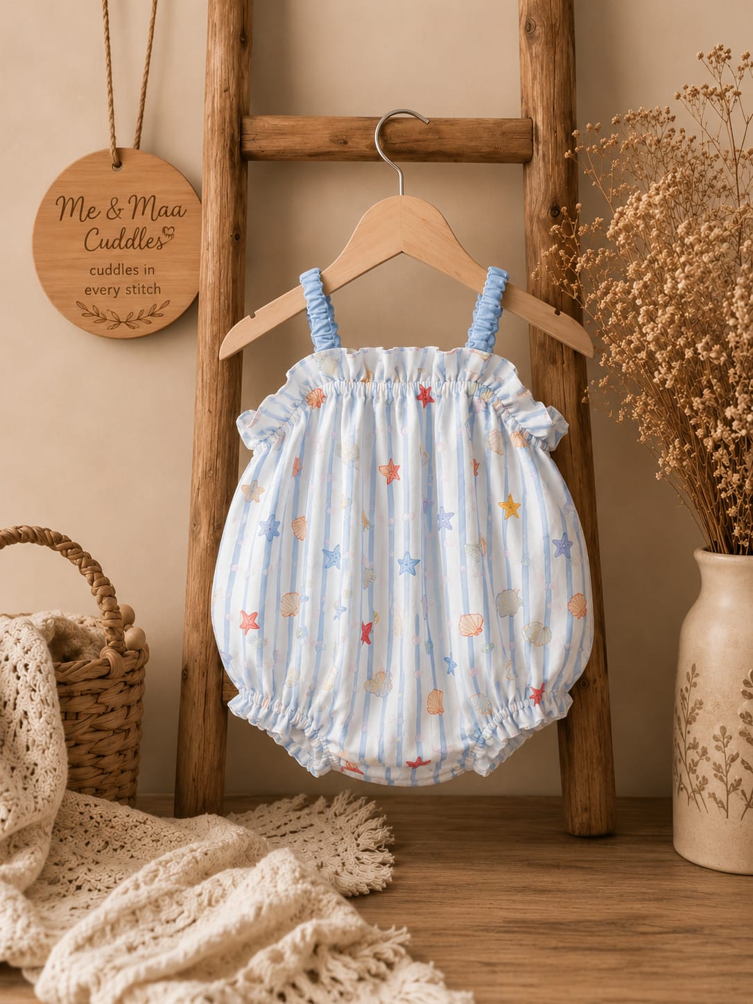 Ocean Dreams Summer  Cotton Bubble Romper