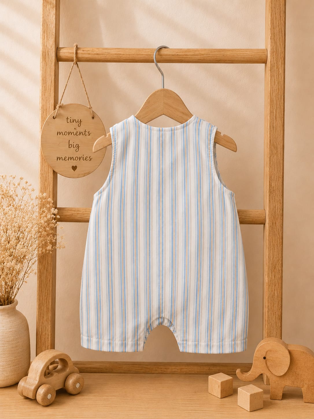 Tiny Elephant  Summer Cotton Applique Romper
