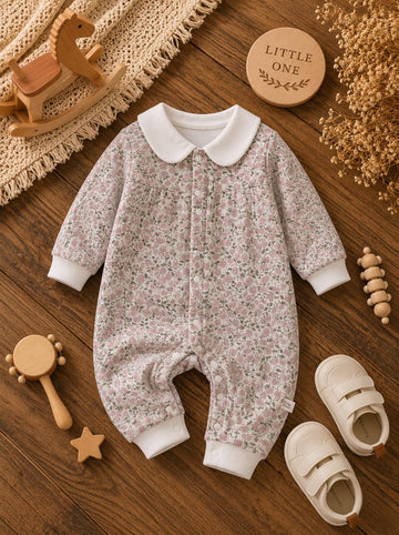 Baby Floral Cotton Full Sleeve Romper – Soft Winter Sleepsuit for Newborns &amp; Toddlers