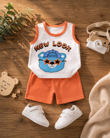 Baby Cotton Summer Co-Ord Set | Sleeveless Printed Top &amp; Shorts Set