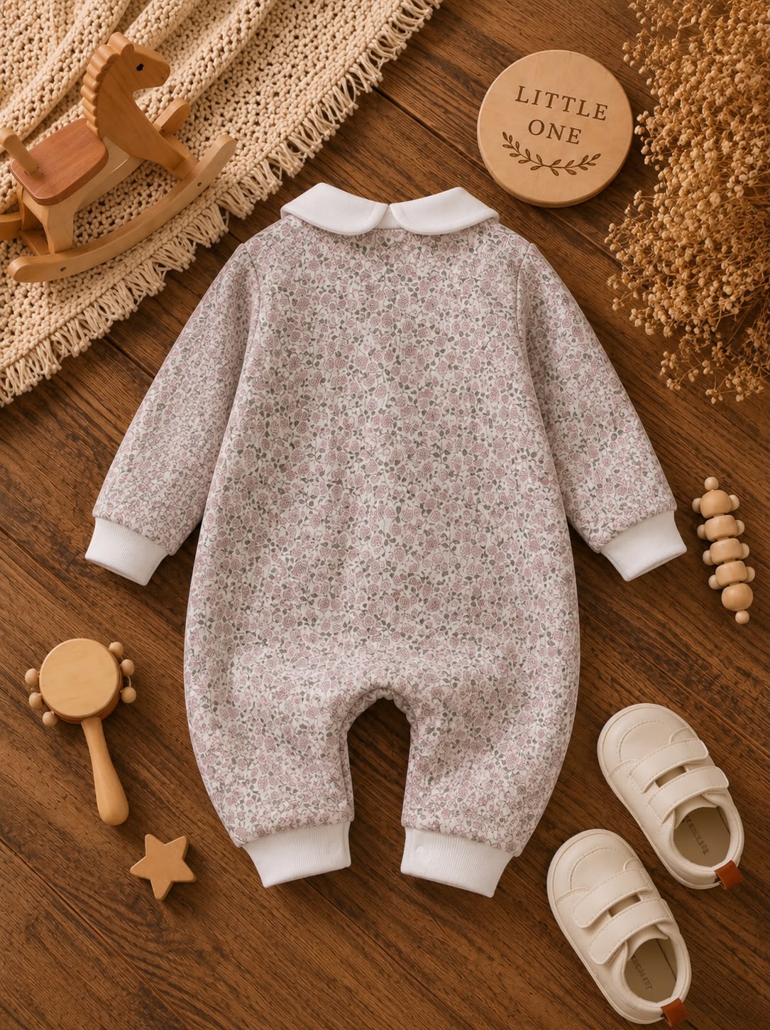 Baby Floral Cotton Full Sleeve Romper – Soft Winter Sleepsuit for Newborns &amp; Toddlers