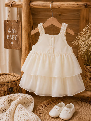 Summer Baby Cotton Party Dress – Floral Lace Layered Dress