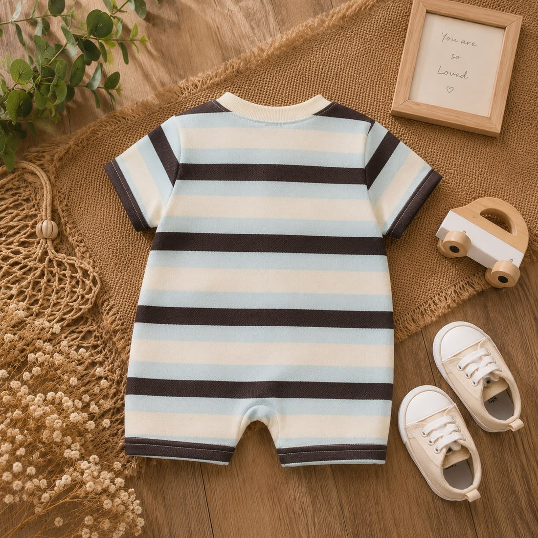 Summer Baby Cotton Striped Romper – Soft Half Sleeve Outfit