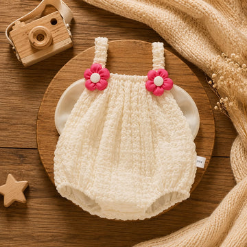 Summer Baby Cotton Floral Strap Romper – Soft Sleeveless Outfit