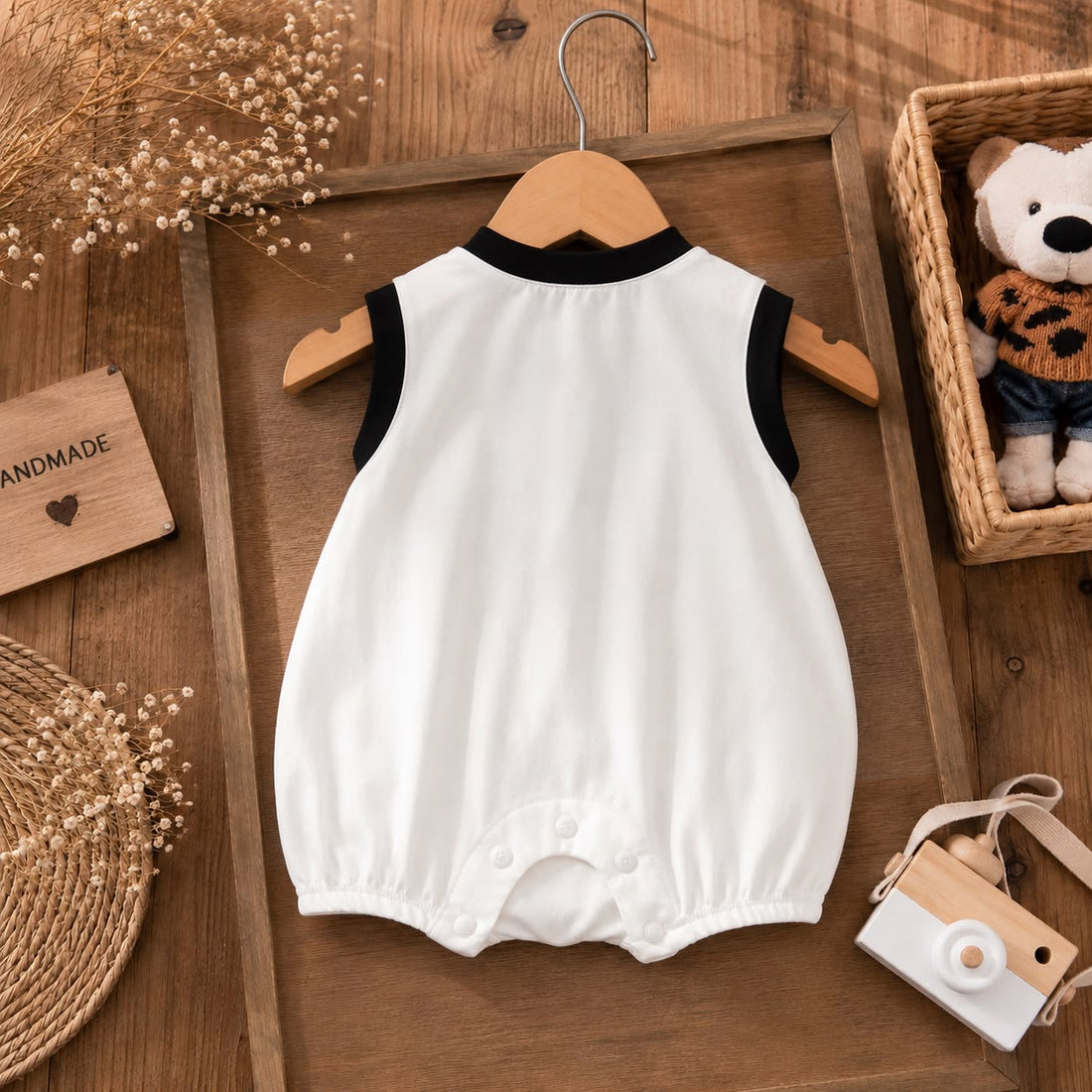 Summer Baby Cotton Gentleman Romper – Sleeveless Tie Outfit