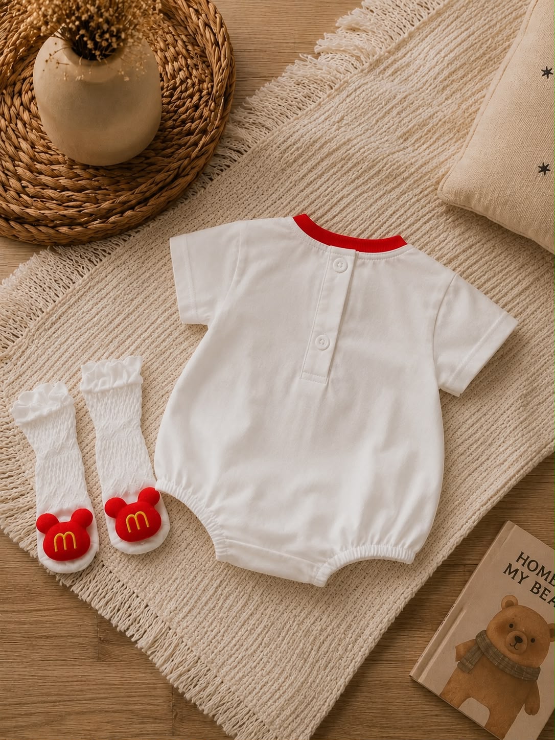 Summer Baby Cotton Graphic Romper – Soft Half Sleeve White Romper