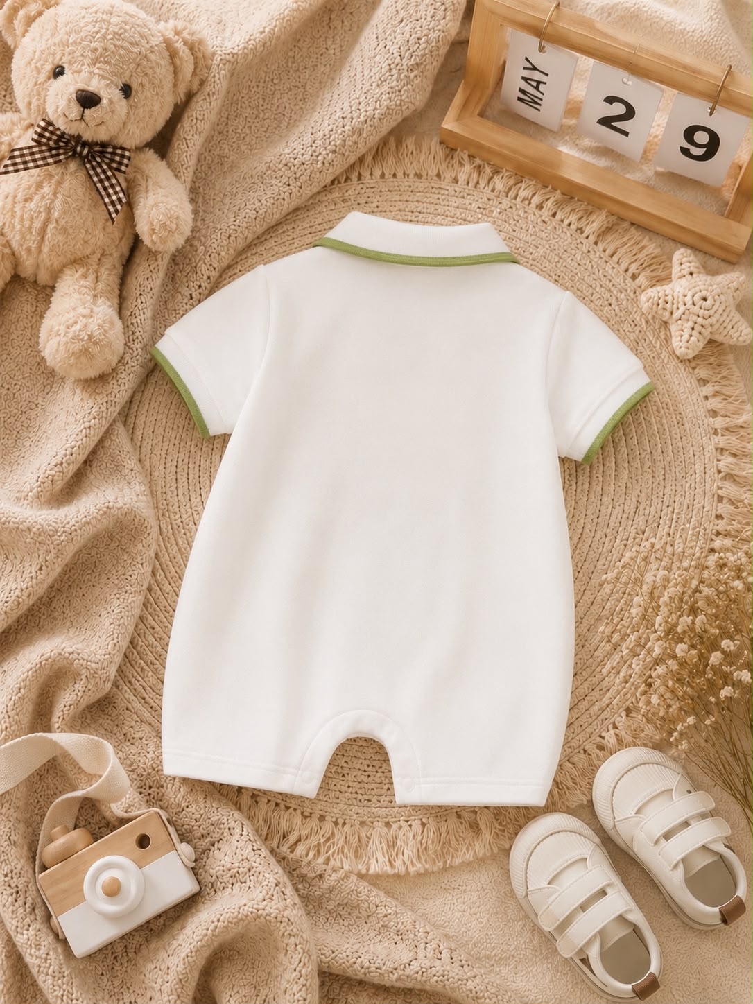 Summer Baby Cotton Polo Romper – Soft Half Sleeve Dinosaur Romper