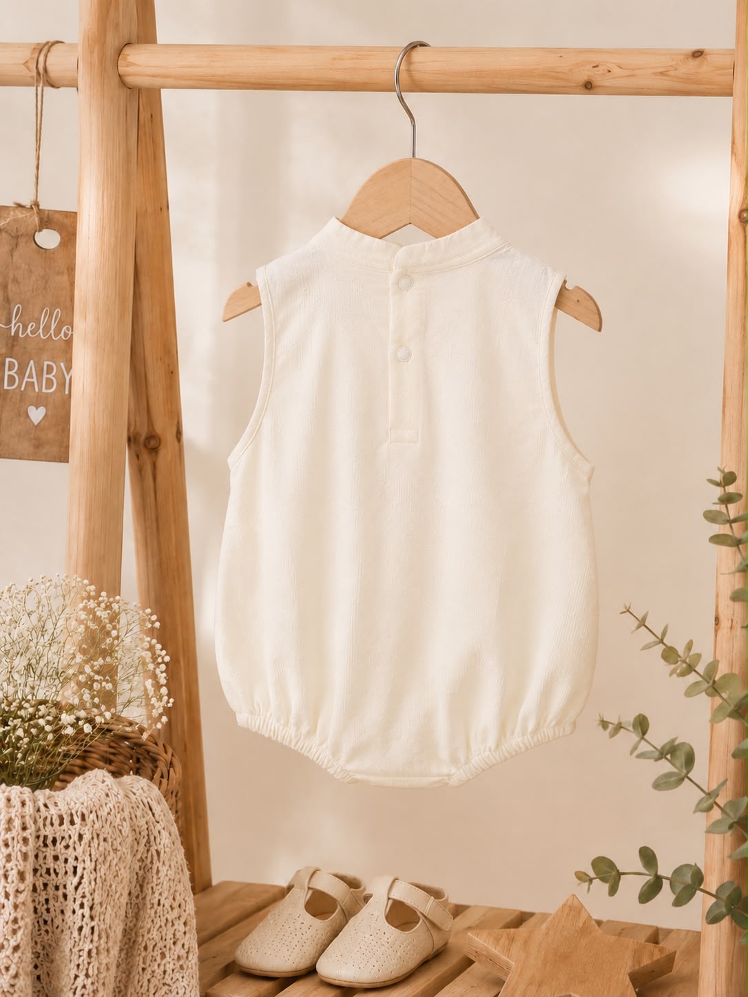 Summer Baby Cotton Floral Embroidered Romper – Sleeveless Outfit
