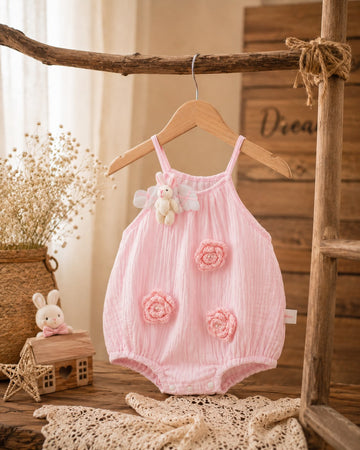 Summer Baby Cotton Floral Strap Romper – Soft Sleeveless Outfit