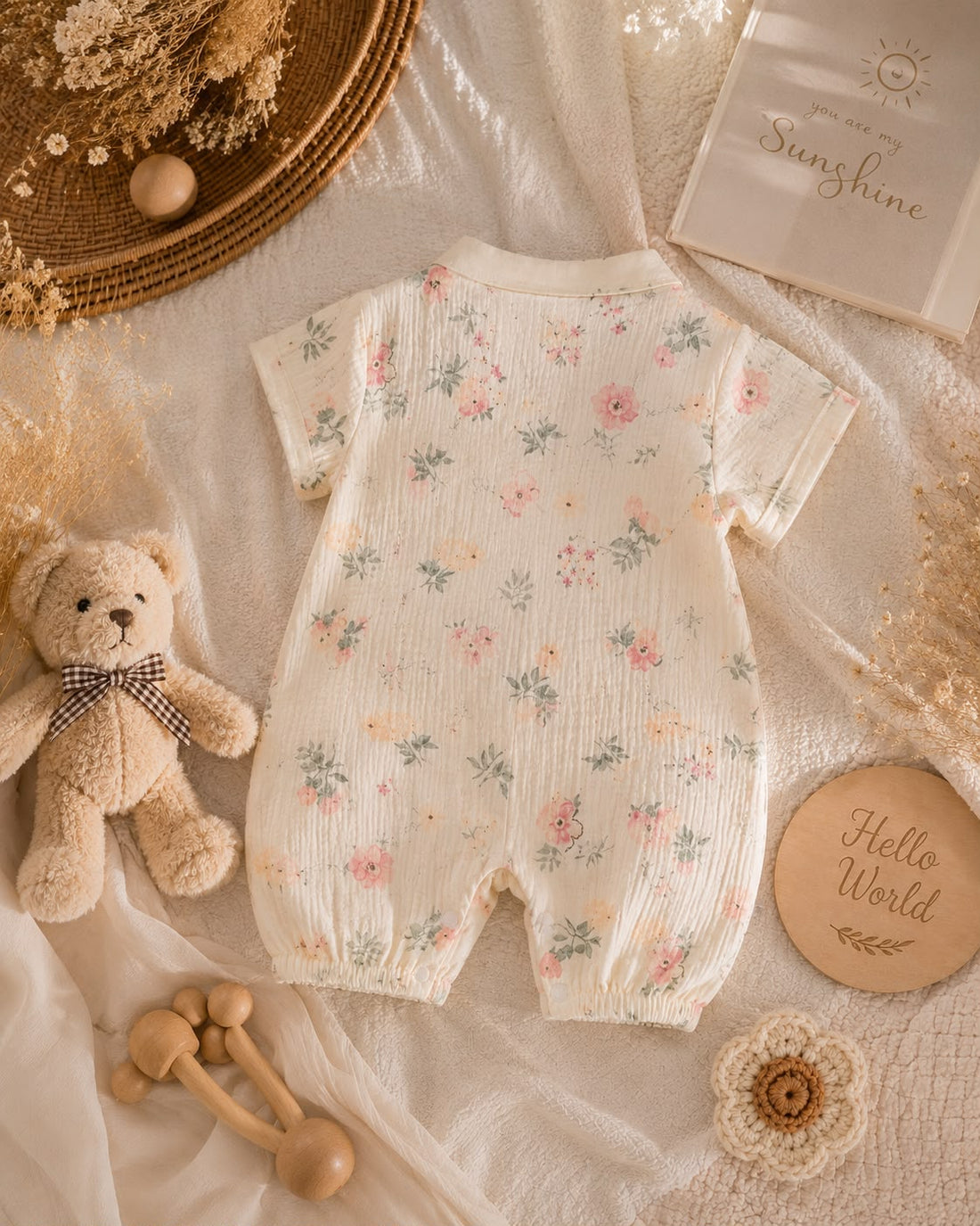 Summer Baby Muslin Floral Kimono Romper – Soft Wrap Outfit