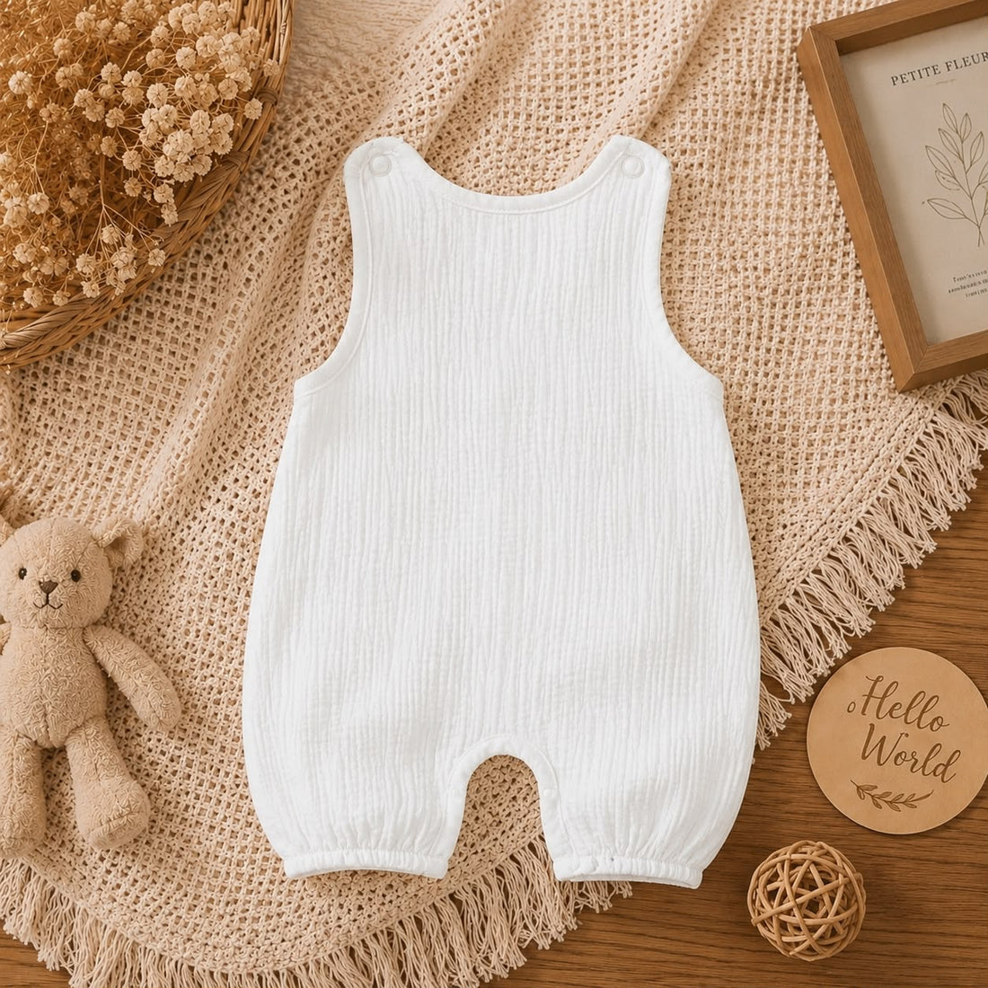 Summer Baby Muslin Cactus Print Sleeveless Romper – Soft Breathable Outfit