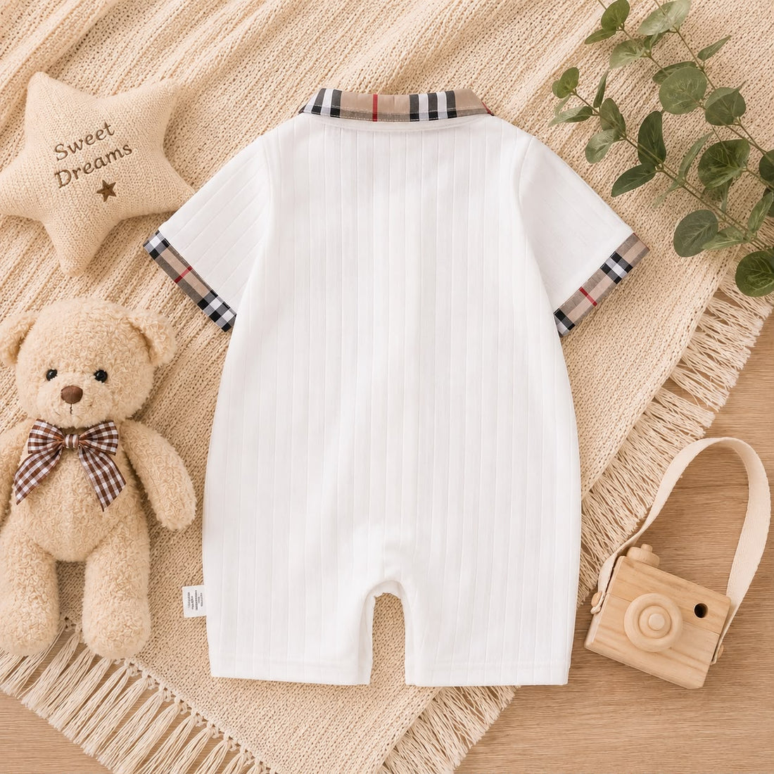 Summer Baby Cotton Collar Romper – Soft Half Sleeve Gentleman Outfit for Boys
