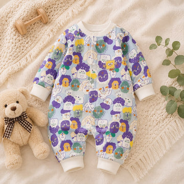 Baby Cotton Full Sleeve Cartoon Print Romper – Soft Winter Jumpsuit for Newborn &amp; Infant