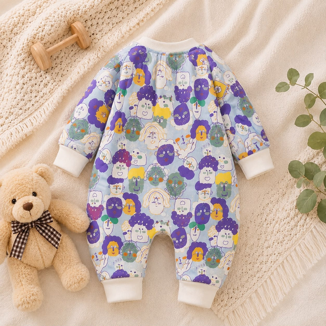 Baby Cotton Full Sleeve Cartoon Print Romper – Soft Winter Jumpsuit for Newborn &amp; Infant