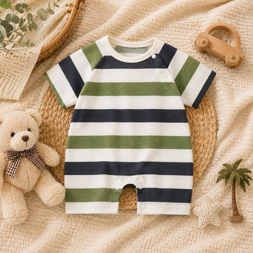 Baby Cotton Striped Half Sleeve Romper – Soft Summer Outfit for Newborn &amp; Infant