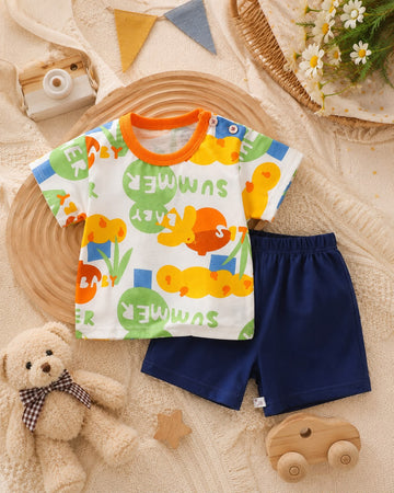 Baby Boys Cotton Summer Co-Ord Set | Half Sleeve T-Shirt & Shorts Set