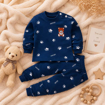 Baby Boys Cotton Full Sleeve Co-Ord Set | Printed T-Shirt &amp; Jogger Pants